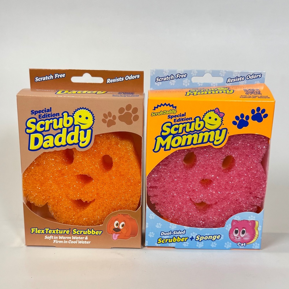 Scrub Daddy & Mommy Pet Shapes Special Edition Dog and Cat Sponges 2 Pack